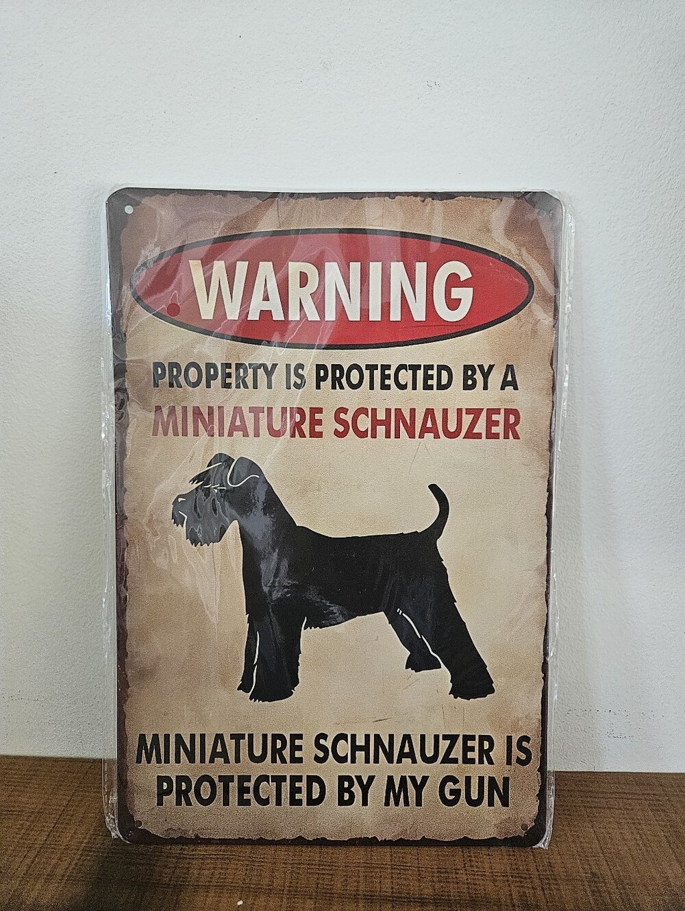 Miniature Schnauzer Metal Warning Sign 8x12" Dog Lover Wall Decor